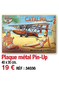 Plaque métal Pin-Up   40 x 30 cm  19   RÉF : 34036