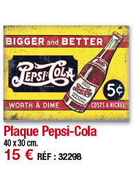 Plaque Pepsi-Cola   40 x 30 cm  15   RÉF : 32298