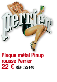 Plaque métal Pinup rousse Perrier   22   RÉF : 29140