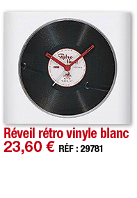 Réveil rétro vinyle blanc   23,60   RÉF : 29781