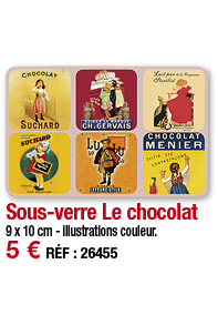Sous-verre Le chocolat     9 x 10 cm - illustrations couleur  5   RÉF : 26455
