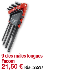 9 clés mâles longues Facom   21,50   RÉF : 29237