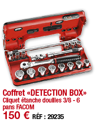 Coffret  DETECTION BOX  Cliquet étanche douilles 3 8 - 6 pans FACOM 150   RÉF : 29235