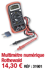 Multimètre numérique Rothewald   14,30   RÉF : 31901