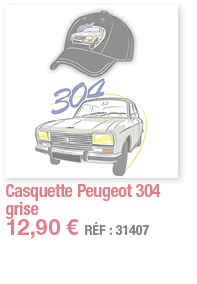 Casquette Peugeot 304 grise   12,90   RÉF : 31407