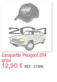 Casquette Peugeot 204 grise   12,90   RÉF : 31406