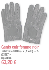         Gants cuir femme noir Taille : 6 5 (33485) - 7 (33486) - 7 5 (33487) - 8 (33488) 63,20  
