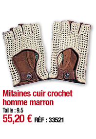 Mitaines cuir crochet homme marron     Taille : 9 5 55,20   RÉF : 33521