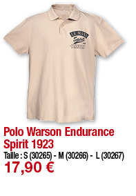 Polo Warson Endurance Spirit 1923   Taille : S (30265) - M (30266) - L (30267) 17,90  
