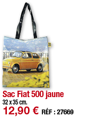 Sac Fiat 500 jaune     32 x 35 cm  12,90   RÉF : 27669