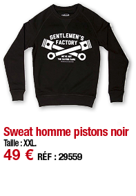 Sweat homme pistons noir Taille : XXL  49   RÉF : 29559