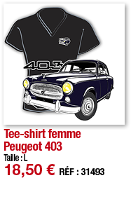 Tee-shirt femme Peugeot 403   Taille : L 18,50   RÉF : 31493
