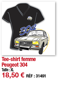 Tee-shirt femme Peugeot 304   Taille : XL 18,50   RÉF : 31491