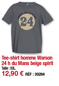 Tee-shirt homme Warson 24 h du Mans beige spirit   Taille : XXL  12,90   RÉF : 30264
