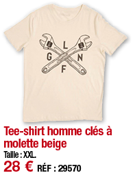 Tee-shirt homme clés à molette beige Taille : XXL  28   RÉF : 29570