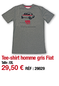Tee-shirt homme gris Fiat   Taille : XXL 29,50   RÉF : 26629