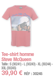 Tee-shirt homme Steve McQueen   Taille : S (30241) - L (30243) - XL (30244) - XXL (30245) 39,90   RÉF : 30245