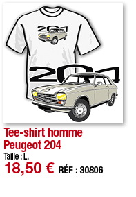 Tee-shirt homme Peugeot 204   Taille : L  18,50   RÉF : 30806