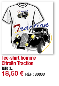 Tee-shirt homme Citroën Traction   Taille : L  18,50   RÉF : 30803