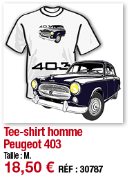 Tee-shirt homme Peugeot 403   Taille : M  18,50   RÉF : 30787