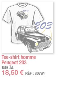 Tee-shirt homme Peugeot 203   Taille : M  18,50   RÉF : 30784