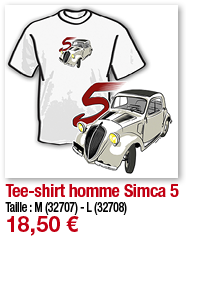 Tee-shirt homme Simca 5   Taille : M (32707) - L (32708) 18,50  