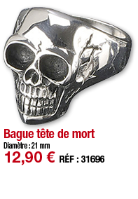 Bague tête de mort   Diamètre : 21 mm 12,90   RÉF : 31696