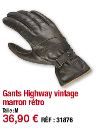 Gants Highway vintage marron rétro   Taille : M 36,90   RÉF : 3187