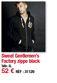 Sweat Gentlemen s Factory zippe black     Taille : XL  52   RÉF : 31129