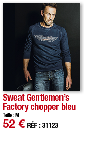 Sweat Gentlemen s Factory chopper bleu     Taille : M 52   RÉF : 31123