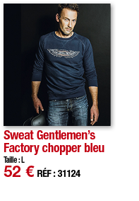 Sweat Gentlemen s Factory chopper bleu     Taille : L 52   RÉF : 31124