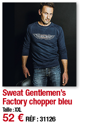 Sweat Gentlemen s Factory chopper bleu     Taille : XXL 52   RÉF : 31126