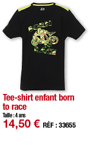 Tee-shirt enfant born to race   Taille : 4 ans 14,50   RÉF : 3365