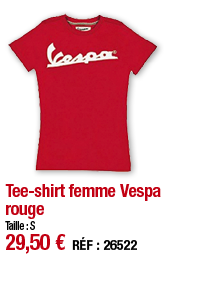 Tee-shirt femme Vespa rouge     Taille : S 29,50   RÉF : 26522