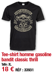 Tee-shirt homme gasoline bandit classic thrill   Taille : XL  18   RÉF : 33931