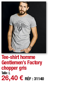 Tee-shirt homme Gentlemen s Factory chopper gris     Taille : L 26,40   RÉF : 3114