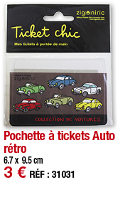 Pochette à tickets Auto rétro   6 7 x 9 5 cm 3   RÉF : 31031