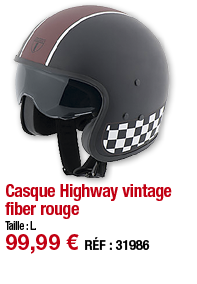 Casque Highway vintage fiber rouge   Taille : L  99,99   RÉF : 31986