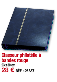 Classeur philatélie à bandes rouge   23 x 30 cm 28   RÉF : 26837