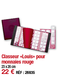 Classeur  Louis  pour monnaies rouge     23 x 26 cm 22   RÉF : 26835