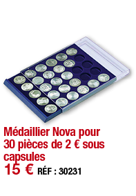 Médaillier Nova pour 30 pièces de 2   sous capsules   15   RÉF : 30231