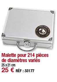 Malette pour 214 pièces de diamètres variés   25 x 21 cm 25   RÉF : 33177