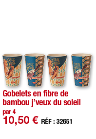 Gobelets en fibre de bambou j veux du soleil par 4   10,50   RÉF : 32651