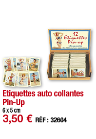 Etiquettes auto collantes Pin-Up   6 x 5 cm 3,50   RÉF : 32604