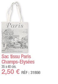 Sac tissu Paris Champs-Elysées   35 x 40 cm  2,50   RÉF : 31856