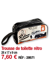 Trousse de toilette rétro   28 x 17 x 9 cm 7,60   RÉF : 28671