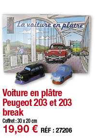 Voiture en plâtre Peugeot 203 et 203 break     Coffret : 30 x 20 cm 19,90   RÉF : 27206