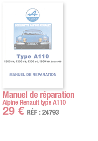 Manuel de réparation Alpine Renault type A110 29   RÉF : 24793