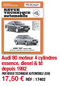 Audi 80 moteur 4 cylindres essence, diesel & td depuis 1992   PAR REVUE TECHNIQUE AUTOMOBILE (556) 17,50   RÉF : 17402