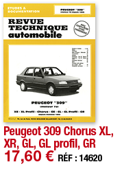 Peugeot 309 Chorus XL, XR, GL, GL profil, GR   17,60   RÉF : 14620
